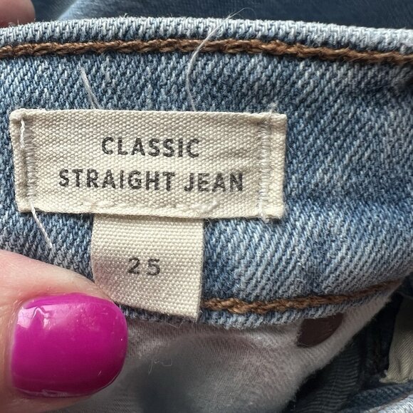 Madewell Women’s classic straight jeans size 25 high rise Cropped Blue Denim - Picture 3 of 13
